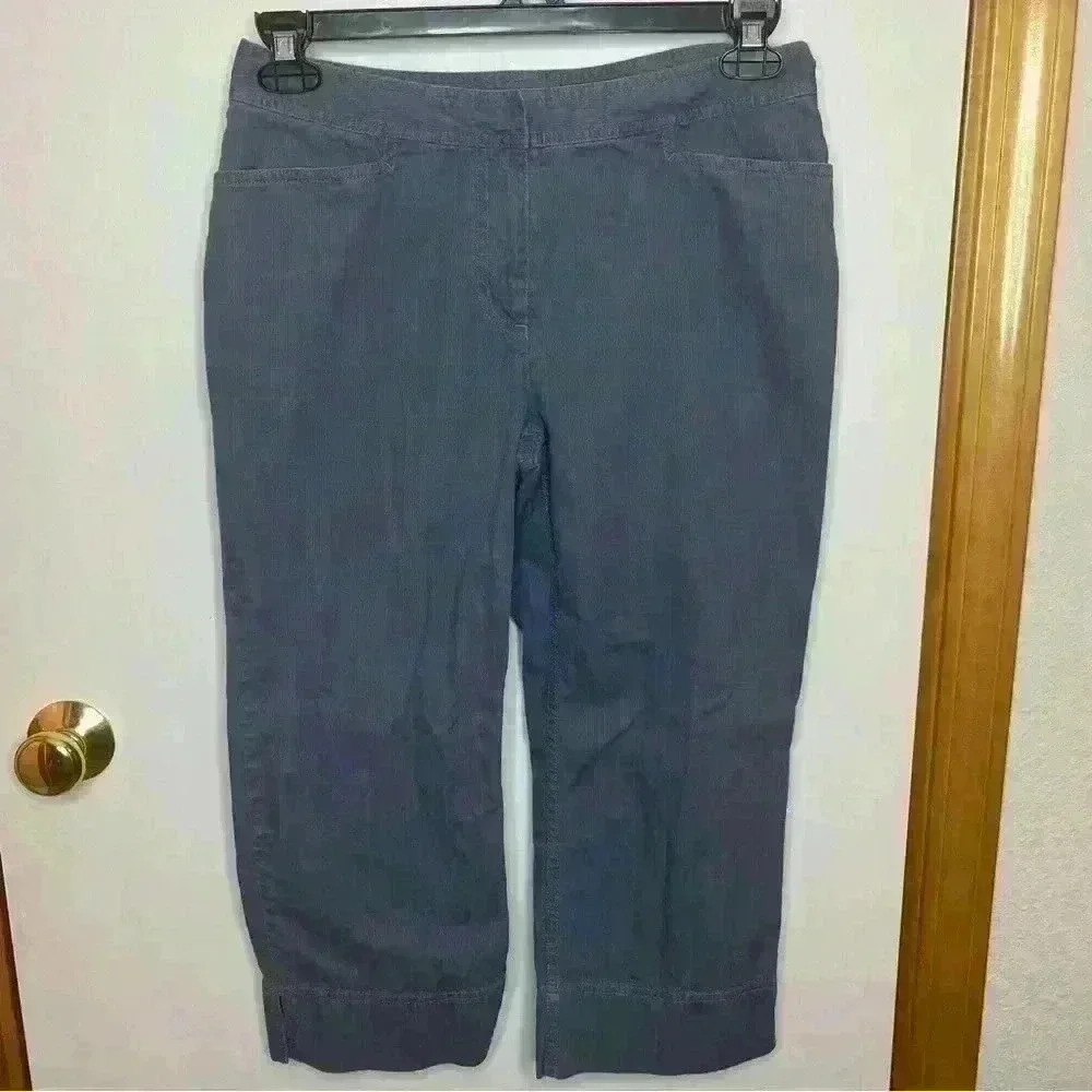 J Jill Capri Genuine Fit Below Waist Pant Women 6 Blue‎ Gray Casual Cotton Chino